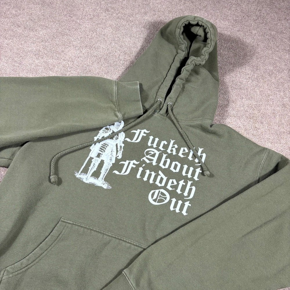 ASMDSS Fucketh About Findeth Out Hoodie Unisex Medium Green Graphic Fleece Lined